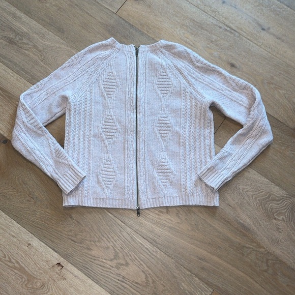 Madewell | Palisade Back-Zip Sweater in Heathered Pink merino wool medium - Picture 5 of 7